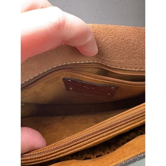 Patricia Nash Brinlee Leather Saddle Crossbody Bag Tassel Brown Cinnamon Tooled - Picture 10 of 16